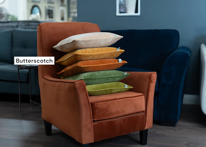 FERVOR + HUE CUSHION VELVET PLAIN BUTTERSCOTCH