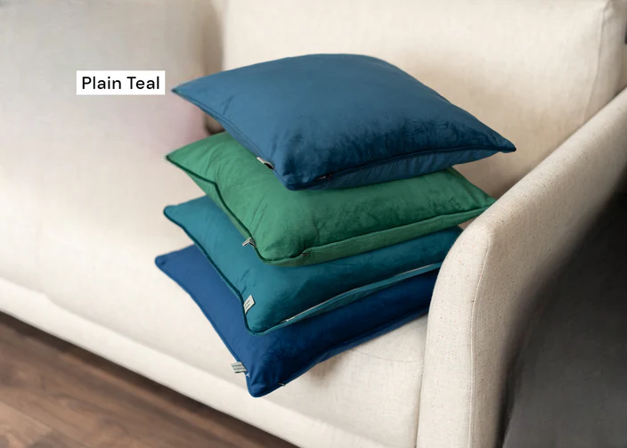 FERVOR + HUE CUSHION VELVET PLAIN TEAL 45x45CM