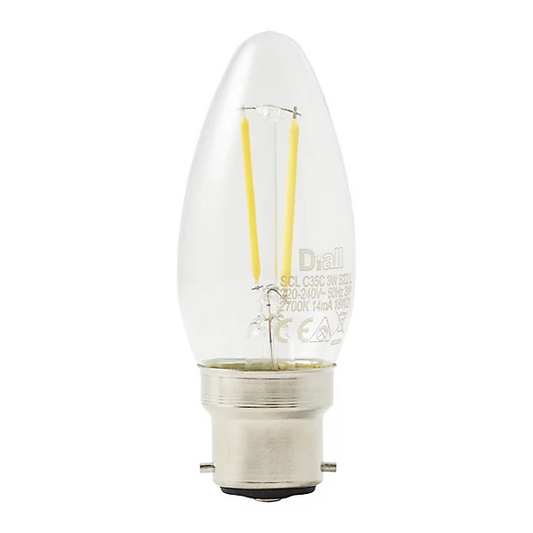 LED CLEAR FILAMENT CANDLE LIGHTBULB