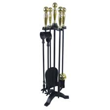 BLACK & BRASS HANDLE COMPANION SET