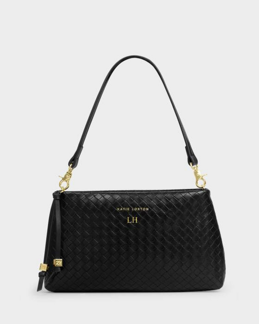 NOVA WOVEN TEXTURE CLUTCH BAG-BLACK