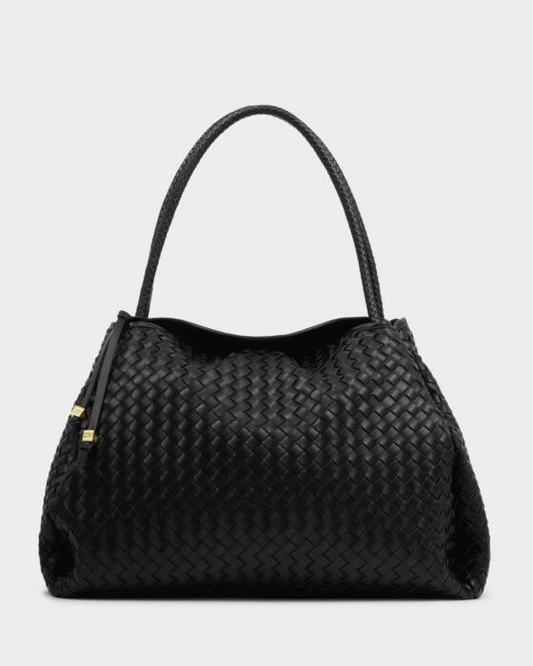 NOVA HAND WOVEN LARGE SHOULDER BAG-BLACK