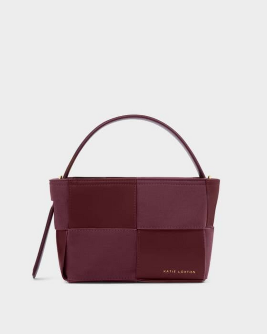 TAYA WOVEN SUEDETTE TOP HANDLE BAG-CHERRY
