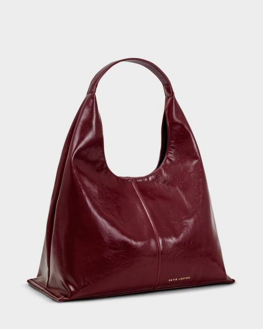 LAILA PATENT CRACKLE SHOULDER BAG-CHERRY