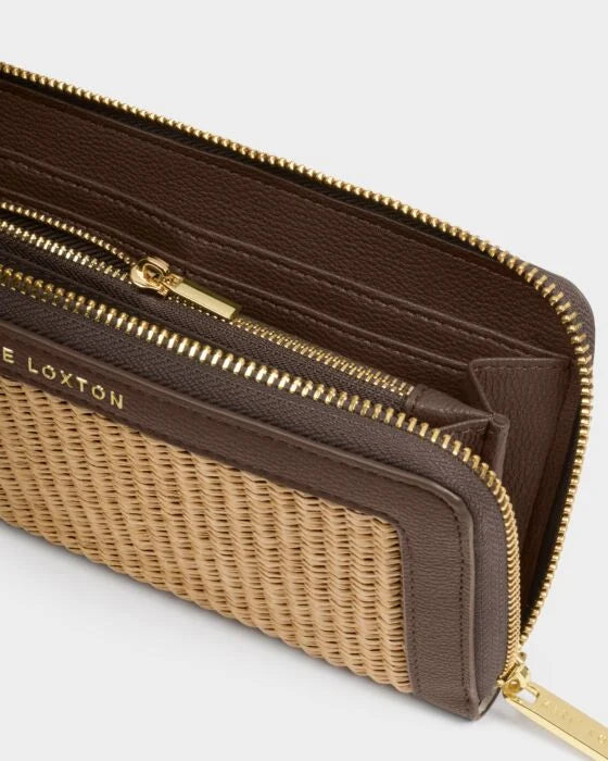 FLORENCE PURSE BITTER CHOCOLATE NATURAL RAFFIA