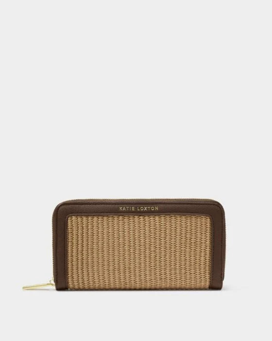 FLORENCE PURSE BITTER CHOCOLATE NATURAL RAFFIA