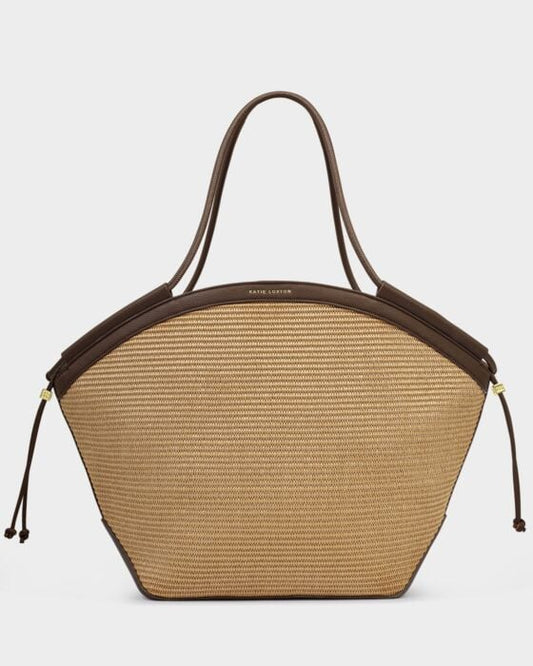 FLORENCE TOTE BAG NATURAL RAFFIA BITTER CHOCOLATE