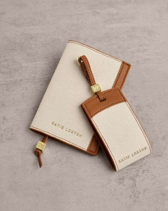 PASSPORT COVER CANVAS/COGNAC