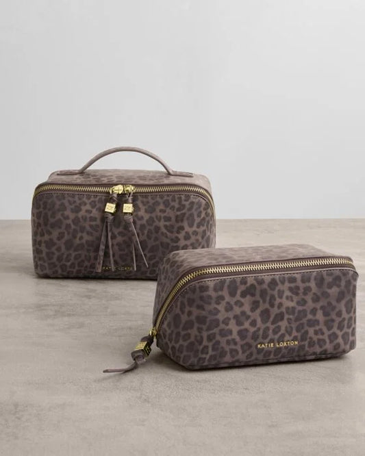 FOLD-OUT-MIRROR MAKE UP BAG LEOPARD