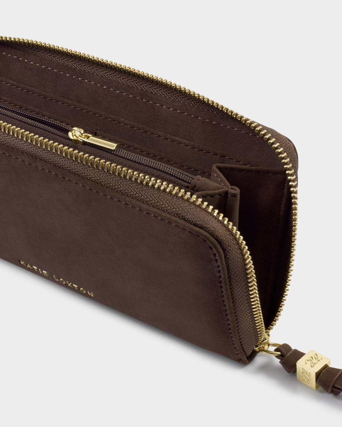 KATIE LOXTON LARGE PURSE BITTER CHOCOLATE SUEDETTE