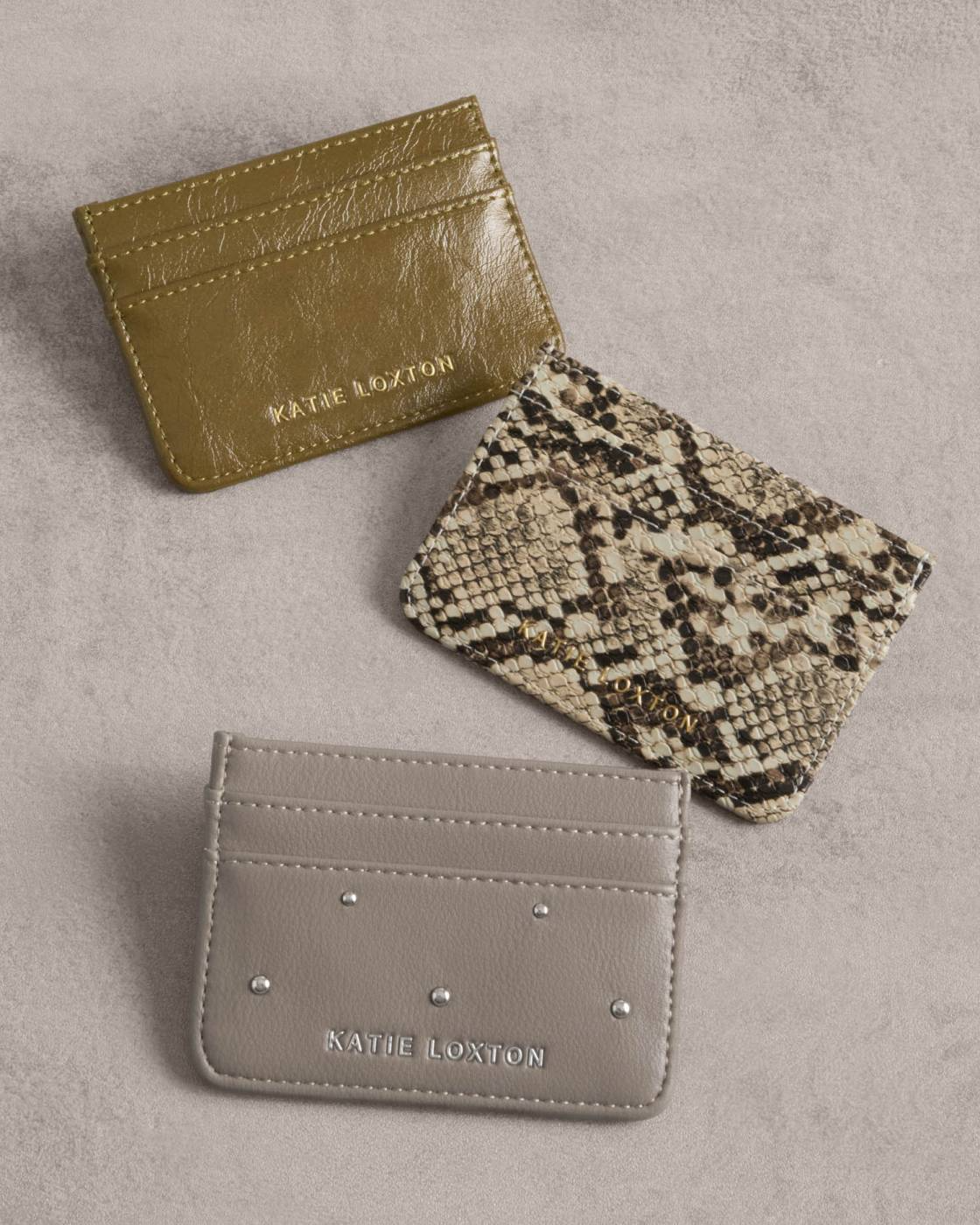 KATIE LOXTON CARHOLDER-DEEP OLIVE PATENT