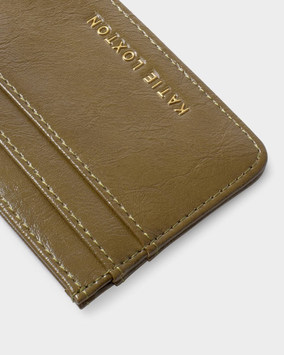 KATIE LOXTON CARHOLDER-DEEP OLIVE PATENT