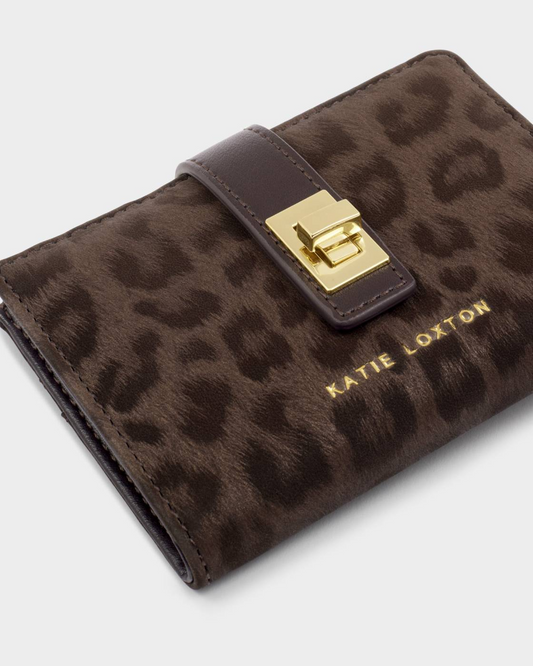 ORIN TWIST LOCK PURSE CHOCOLATE LEOPARD