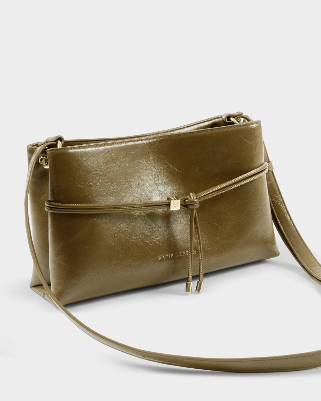 KATIE LOXTON LORI CROSSBODY BAG-DEEP OLIVE PATENT