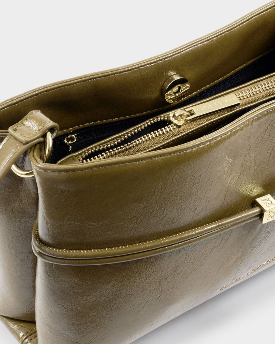 KATIE LOXTON LORI CROSSBODY BAG-DEEP OLIVE PATENT