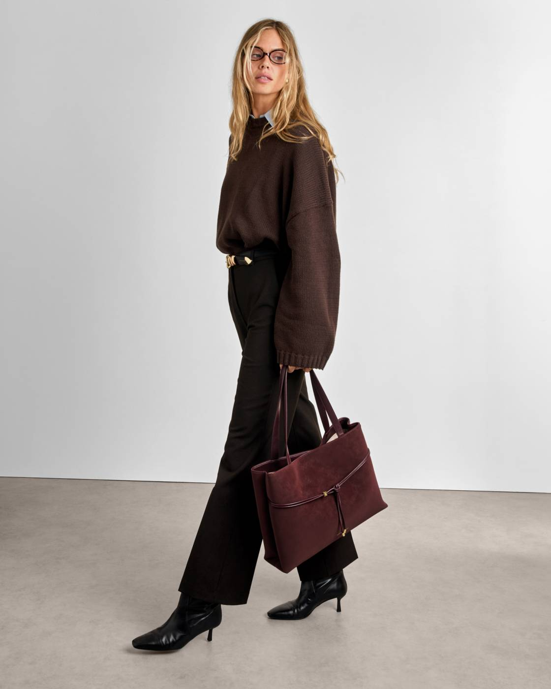 KATIE LOXTON LORI TOTE BAG CHERRY SUEDETTE