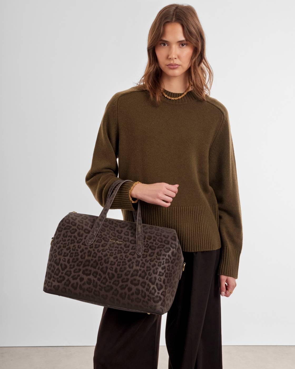 KATIE LOXTON MILAN CABIN BAG CHOCOLATE LEOPARD