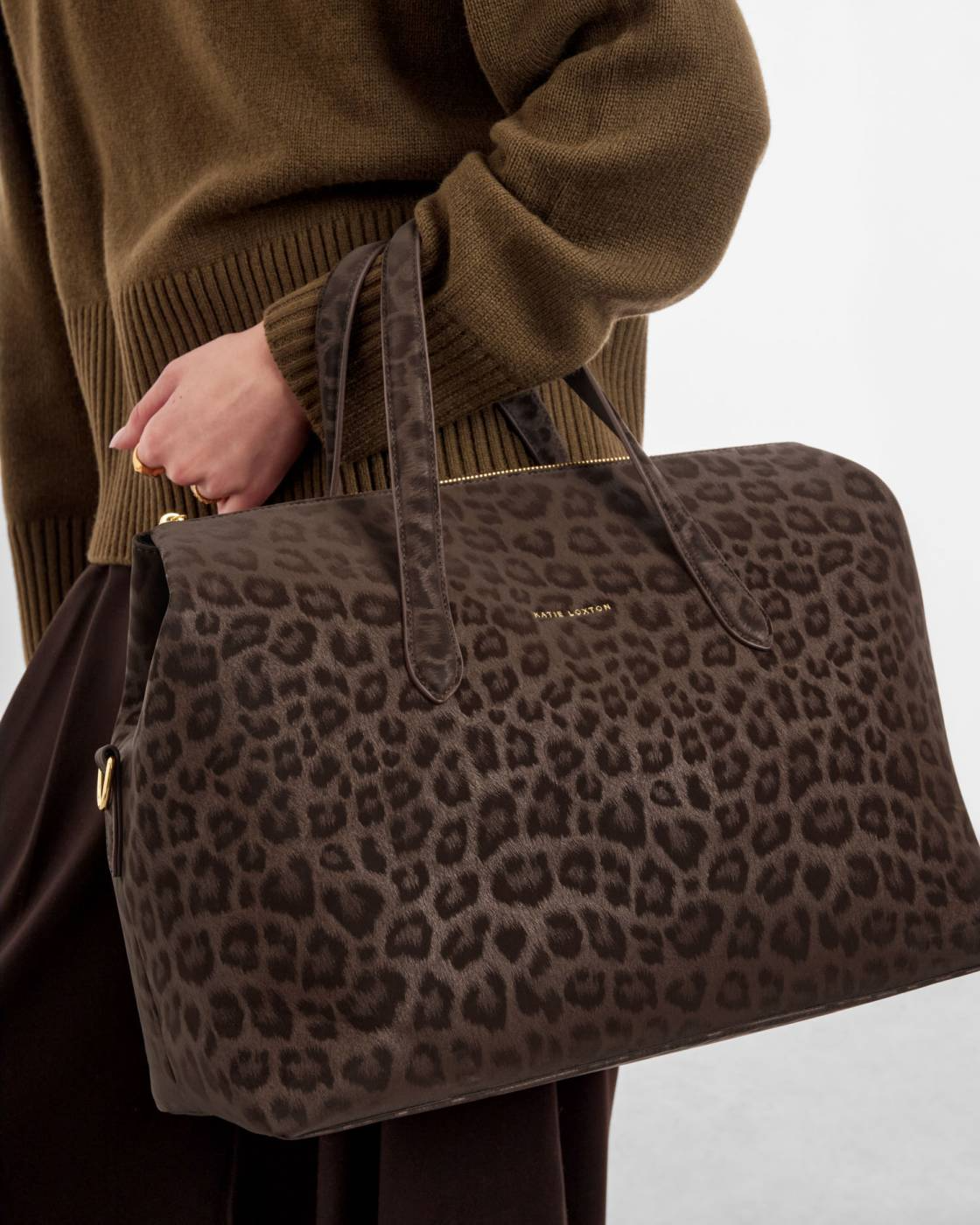 KATIE LOXTON MILAN CABIN BAG CHOCOLATE LEOPARD