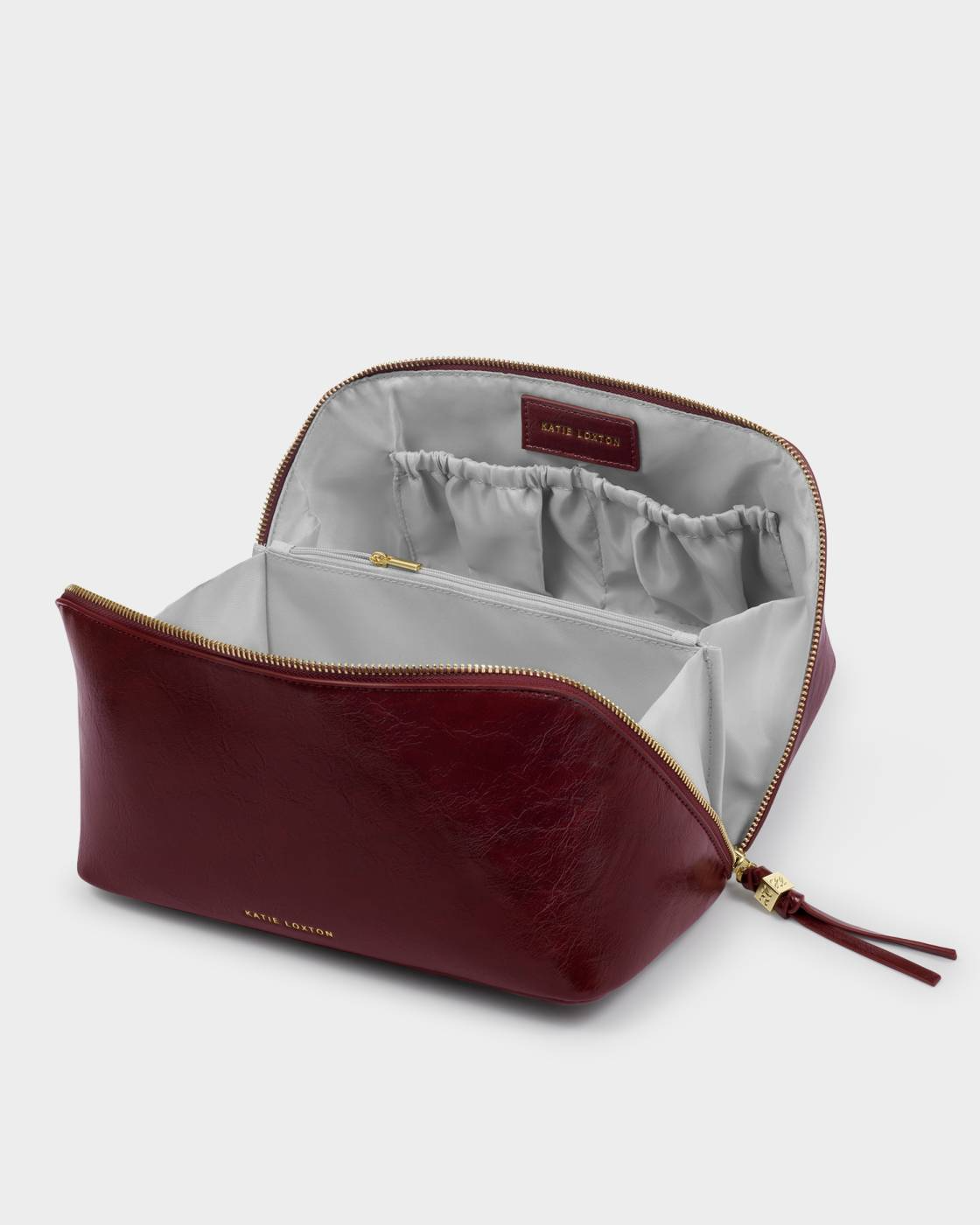 KATIE LOXTON SOHO LARGE MAKE UP/BAG CHERRY PATENT
