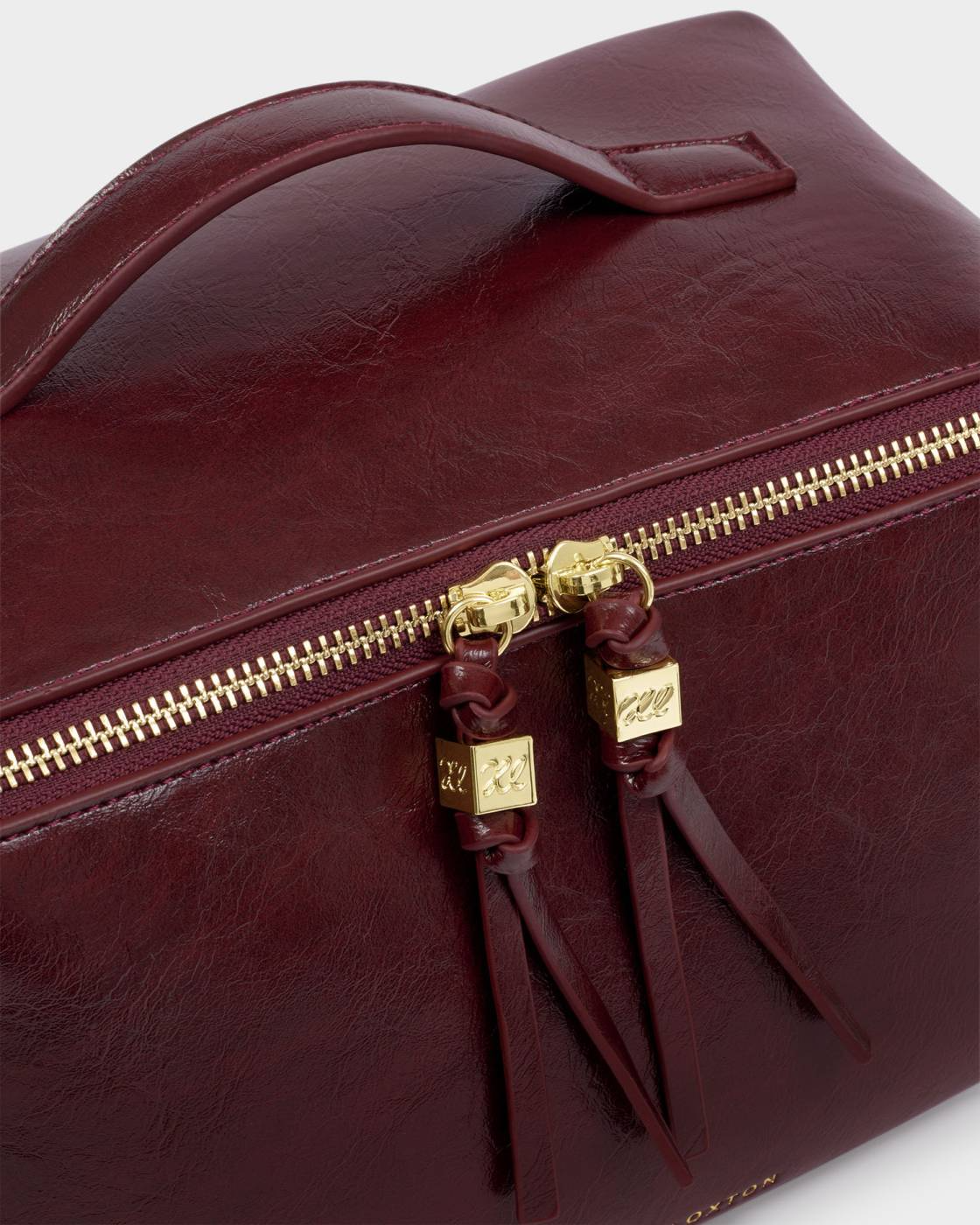 KATIE LOXTON SOHO LARGE MAKE UP/BAG CHERRY PATENT
