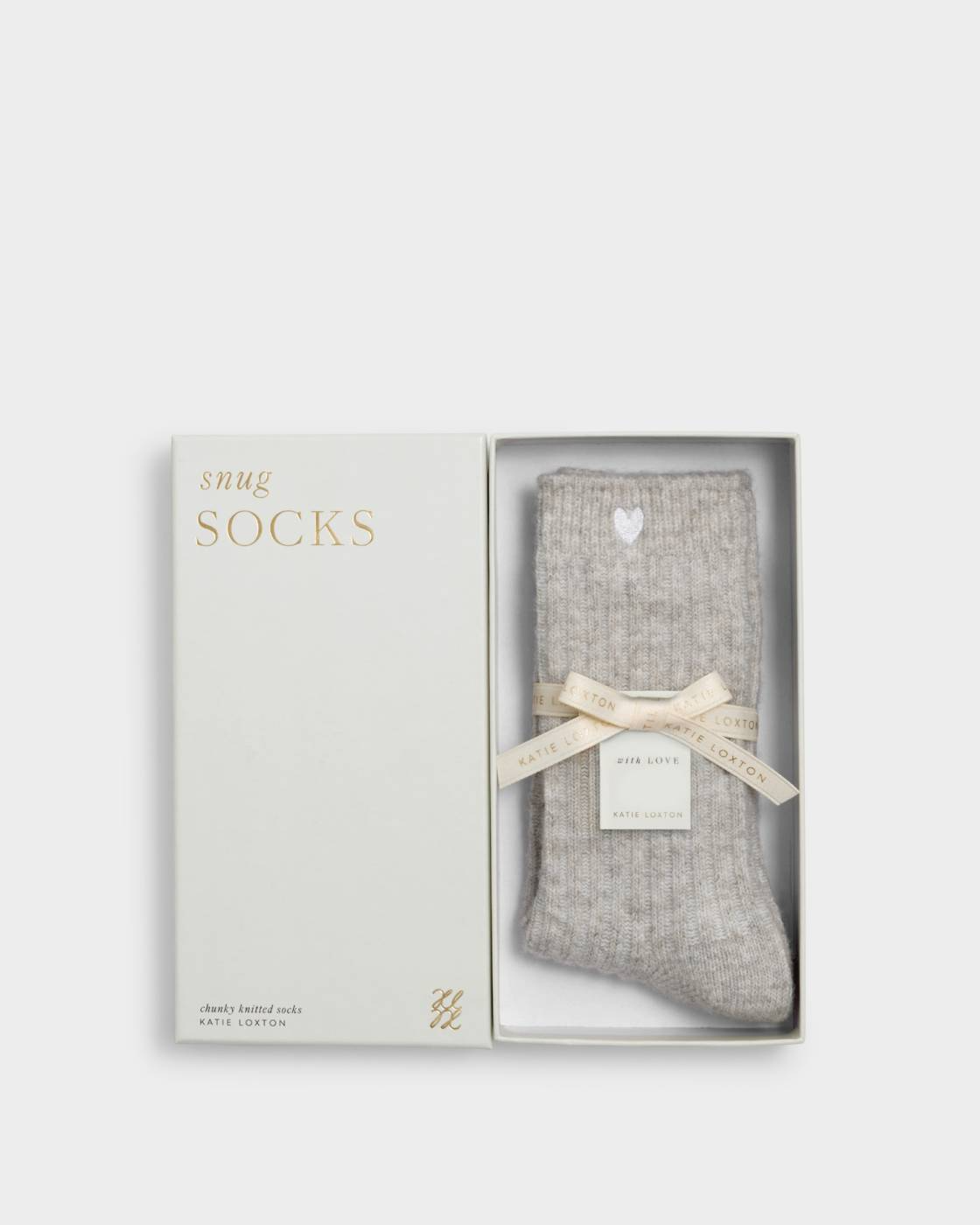 KATIE LOXTON CHUNKY KNIT SOCKS HEART-MINK