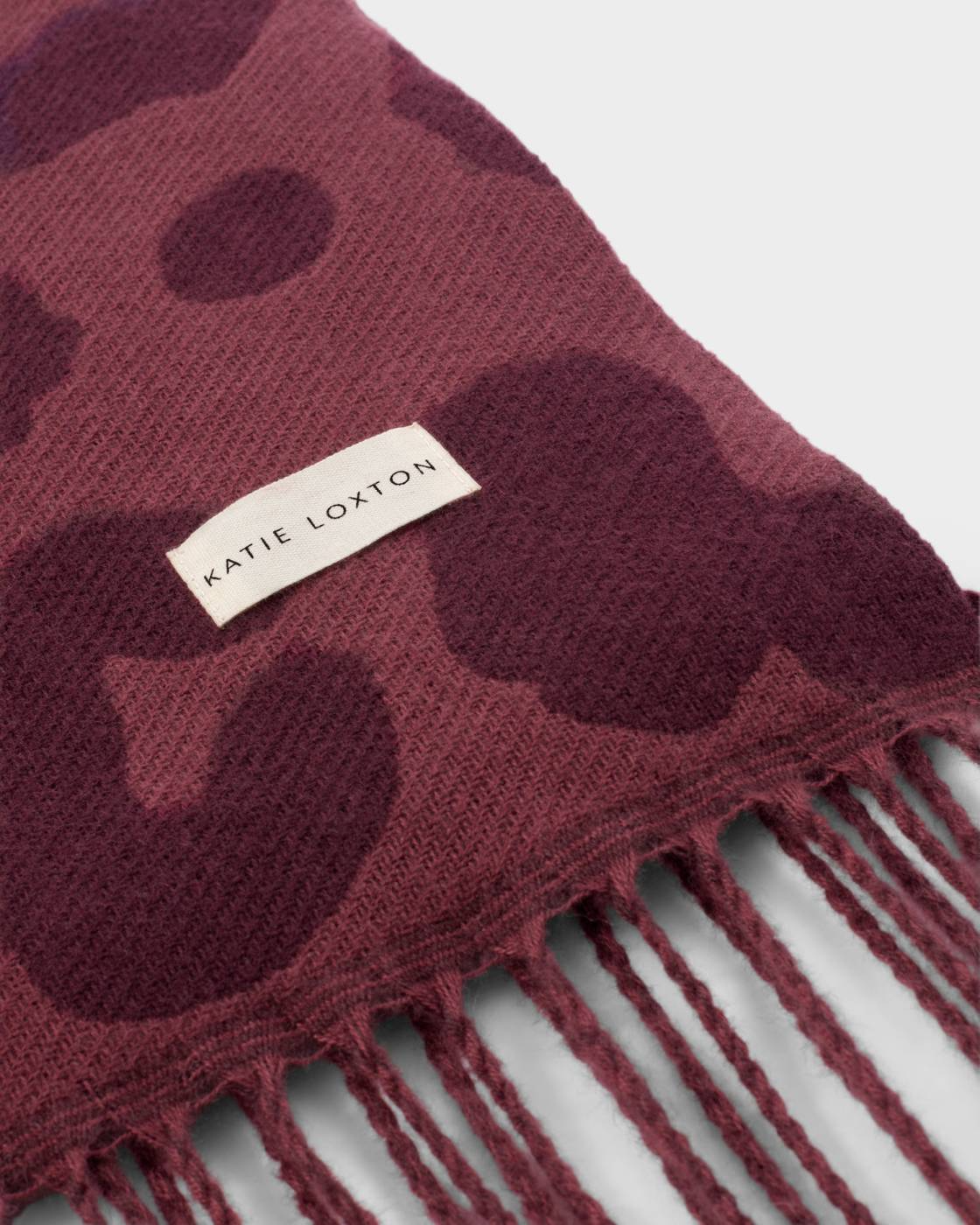 KATIE LOXTON PRINTED BLANKET SCARF LEOPARD MAUVE/CHERRY