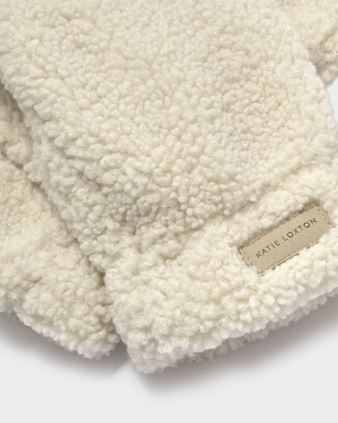 KATIE LOXTON TEDDY MITTENS WIH CORD-CREAM