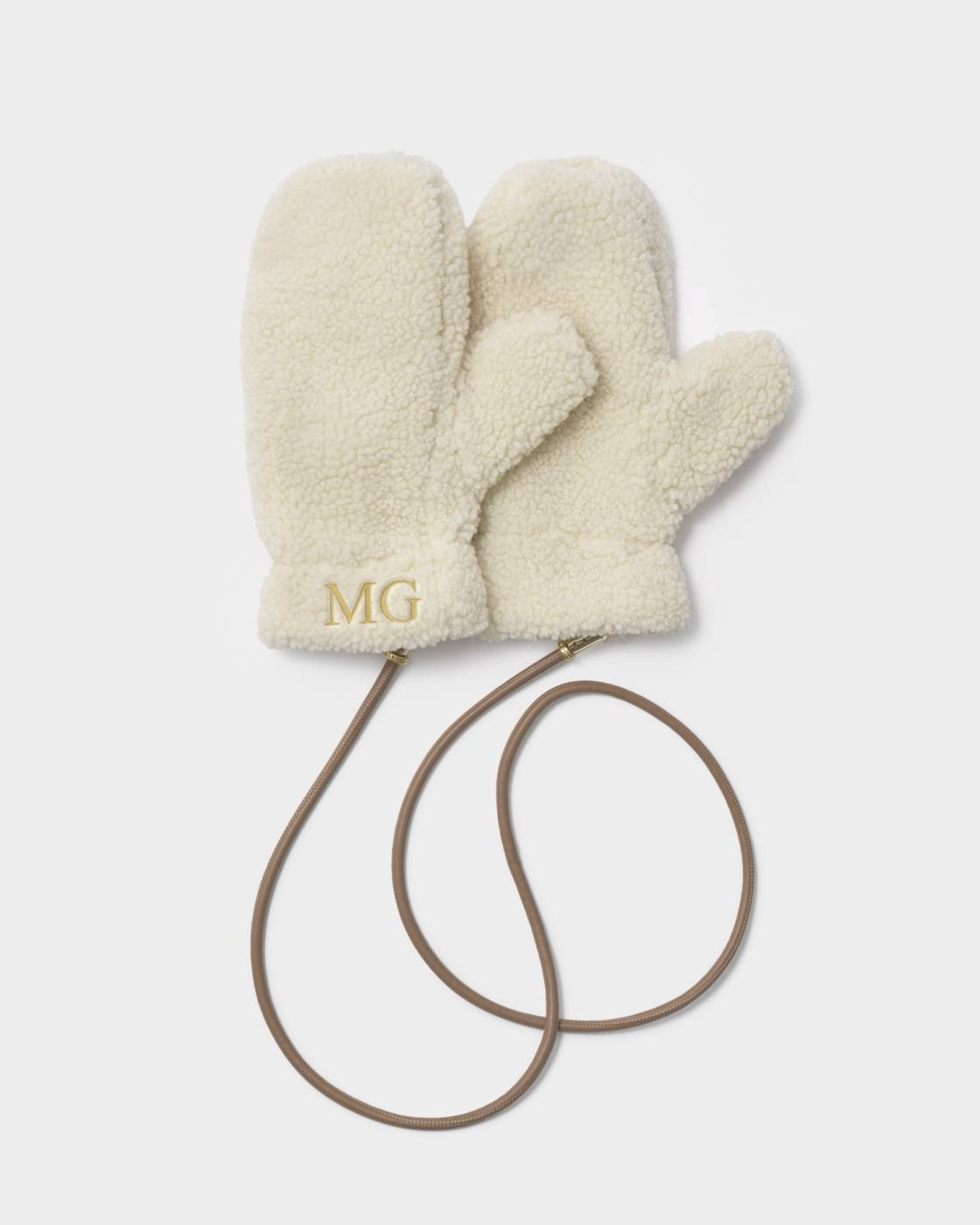 KATIE LOXTON TEDDY MITTENS WIH CORD-CREAM