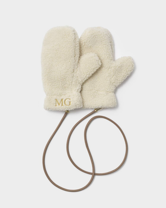 KATIE LOXTON TEDDY MITTENS WIH CORD-CREAM