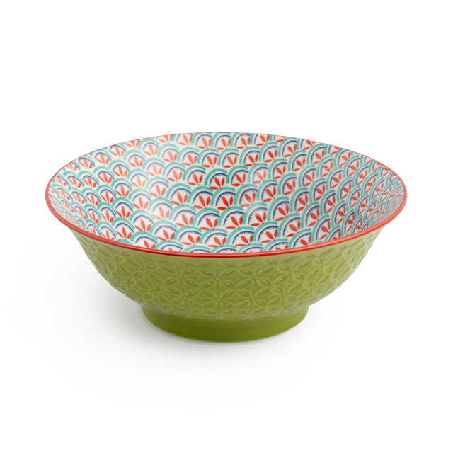 MK GREEN BLUE GEOMETRIC RAMEN BOWL 21CM