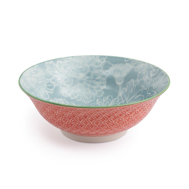 MK GREY FLORAL RAMEN BOWL 21CM
