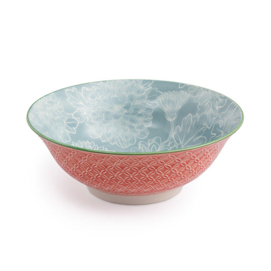 MK GREY FLORAL RAMEN BOWL 21CM