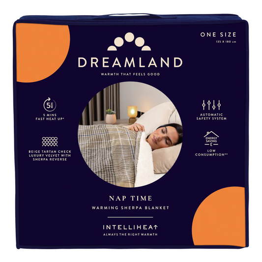 DREAMLAND  NAP TIME WARMING SHERPA BLANKET- TARTAN CHECK