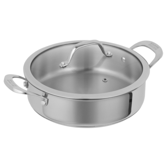 ALLROUND SERVING PAN WITH GLASS LID UNCOATED 5.0L