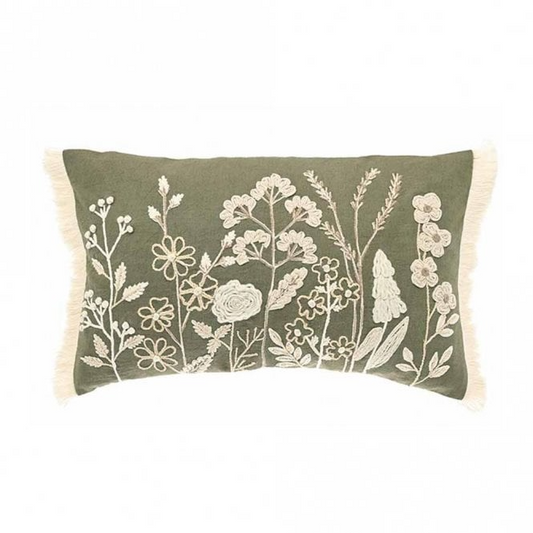 MEADOW OLIVE EMBROIDERED CUSHION