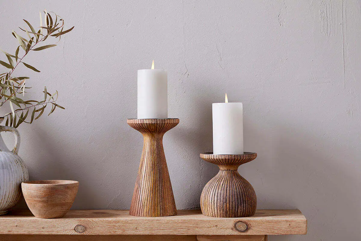 OMARI MANGO WOOD CANDLESTICK