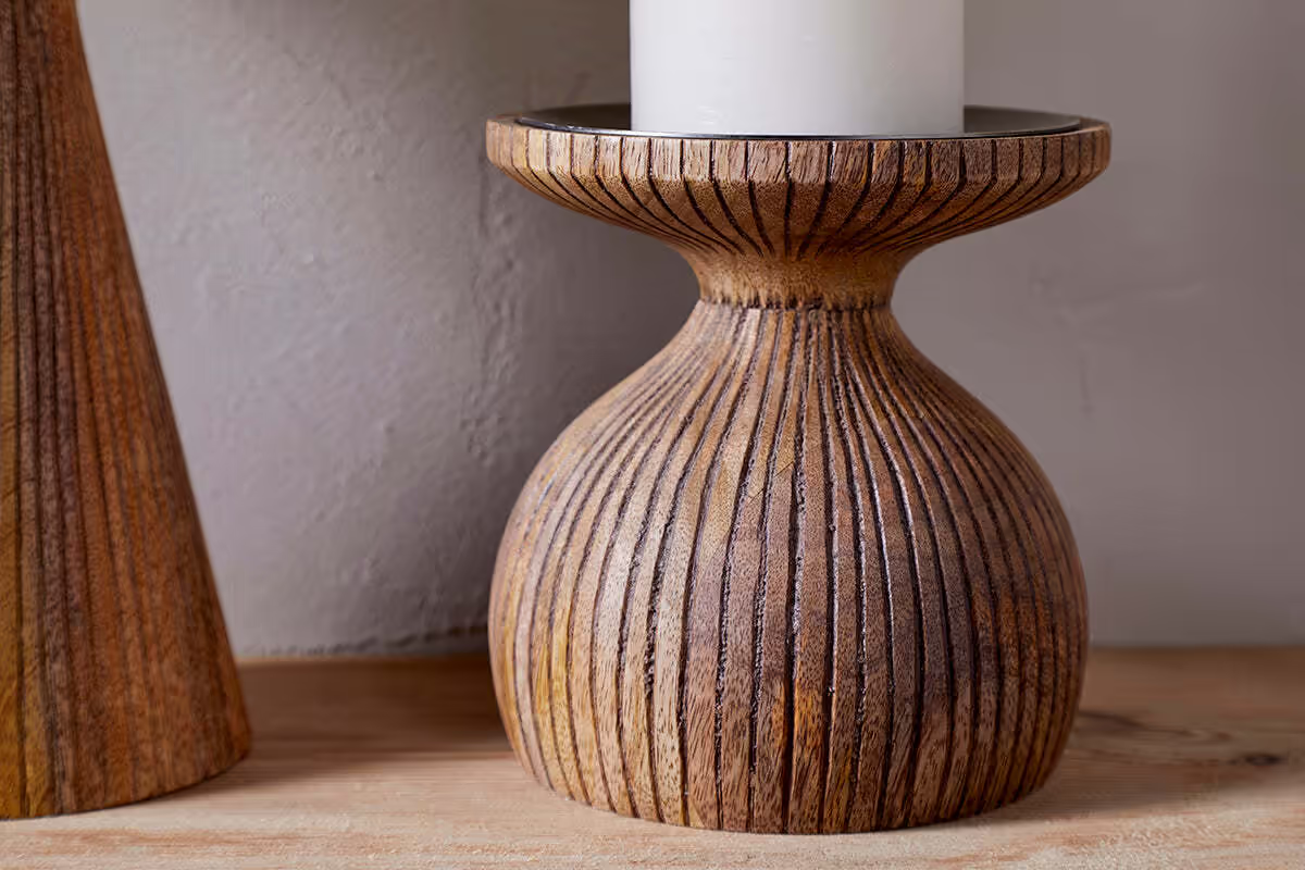 OMARI MANGO WOOD CANDLESTICK