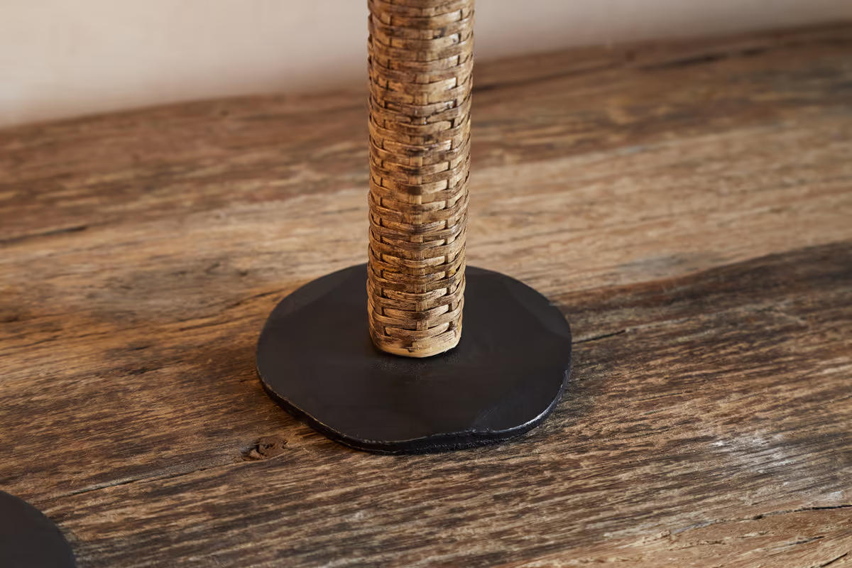 MUSIKA WOVEN CANDLESTICK BLACK & NATURAL
