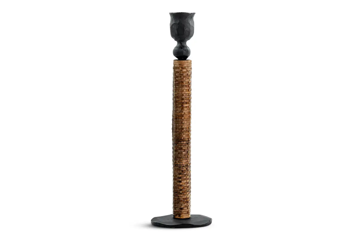 MUSIKA WOVEN CANDLESTICK BLACK & NATURAL