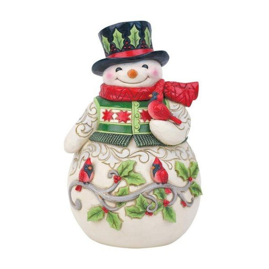ENESCO SNOWMAN W CARDINAL SCENE
